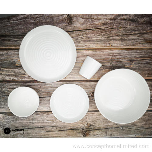 Embossed color glaze stoneware dinner set - multi